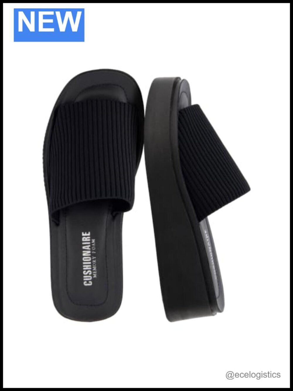 Platform Wedge Sandals with Memory Foam, Slip-On, Chunky Heel, Knit Upper